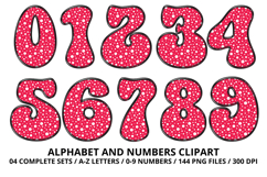 Polka Dots Alphabet Letters &amp; Numbers Clipart PNG 300DPI Product Image 5