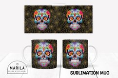 Floral Skull Mug Sublimation Design / halloween Mug #11 Product Image 1