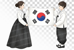 Student Pair Facing Taegeukgi Shared Pride PNG Product Image 1