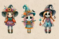 Watercolor Halloween Zombie Doll. PNG sublimation Product Image 2