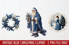 Vintage Blue Christmas Clipart Sublimation Product Image 1