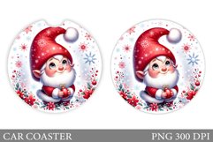 Cute Gnome Car Coaster. Christmas Car Coaster Sublimation Product Image 1