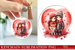 Dog Valentine&#039;s Day Keychain Sublimation PNG Design Product Image 1