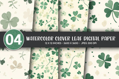 Watercolor Clover Leaf Digital Paper Product Image 1
