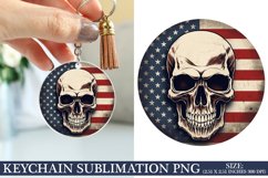 Patriotic Skull Keychain Sublimation-4th of July Sublimation Product Image 1