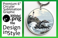Round Scenic Keychain - Landscape Sublimation Art Product Image 1