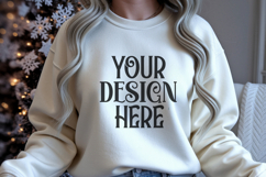 Christmas Gildan 18000 Light Pink Crewneck Sweatshirt Mockup Product Image 1