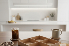 Geometric Laser Cut Coaster Set with Storage Box Patterned Product Image 2