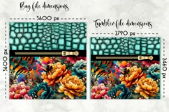 Flowers on Animal Print Lunch Bag Design, Embossed Leather Product Image 2
