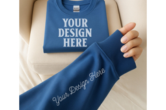 Gildan 18000 Blue Jean Sleeve Sweatshirt Mockup Product Image 1