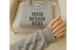 Gildan 18000 Heather Gray Sleeve Sweatshirt Mockup | Cozy Product Image 1
