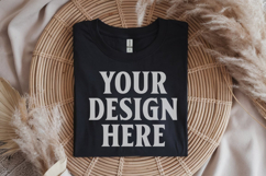 Gildan 64000 Black Folded T-Shirt Mockup | Flat Lay Unisex Product Image 1