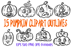 15 Halloween Pumpkin Hand-Drawn Jack O Lantern Clipart Bundle by Squeeb Creative