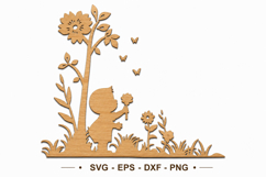 Child with Flower Laser Cut File SVG Product Image 1