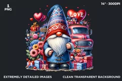 Valentines day clipart, Gnome clipart, Truck clipart png Product Image 2