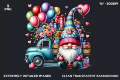 Valentines day clipart, Gnome clipart, Truck clipart png Product Image 2