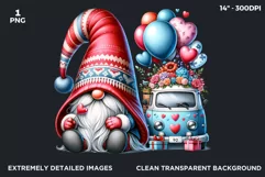 Valentines day clipart, Gnome clipart, Truck clipart png Product Image 2