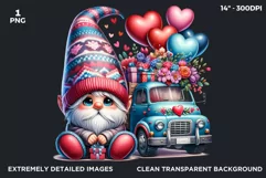 Valentines day clipart, Gnome clipart, Truck clipart png Product Image 2