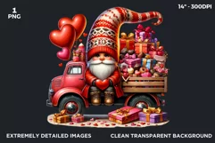 Valentines day clipart, Gnome clipart, Truck clipart png Product Image 2