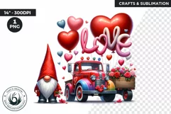 Valentines day clipart, Gnome clipart, Truck clipart png Product Image 1
