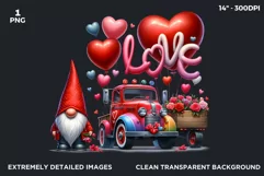 Valentines day clipart, Gnome clipart, Truck clipart png Product Image 2