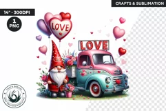 Valentines day clipart, Gnome clipart, Truck clipart png Product Image 1