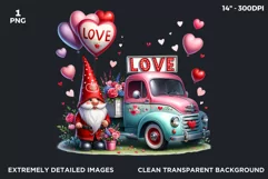 Valentines day clipart, Gnome clipart, Truck clipart png Product Image 2