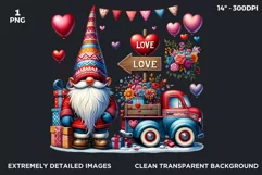 Valentines day clipart, Gnome clipart, Truck clipart png Product Image 2