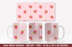 Strawberry Pattern Mug Wrap | 15 Oz Mug Wrap | Coffee Mug Product Image 1