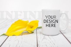 White coffee mug mockup 15oz Mockup cup with flower Product Image 1