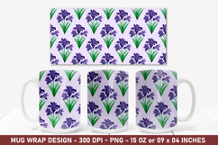 Watercolor Iris Flower Mug Wrap | 15 Oz Mug Wrap Product Image 1