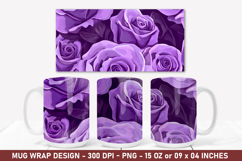 Purple Rose Flower Mug Wrap Sublimation | 15 Oz Mug Wrap Product Image 1