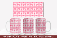 Pink Heart Mug Wrap | 15 Oz Mug Wrap | Coffee Mug Wrap Product Image 1