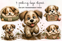 Peeking Dogs Clipart PNG Product Image 1