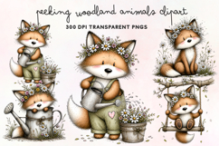 Peeking Woodland Animals Clipart PNG Product Image 1