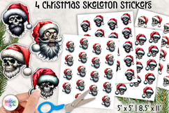 Funny Christmas Skeleton Stickers | Santa Skull Clipart Product Image 1