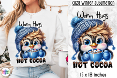Cute Winter Animal Sublimation, Hot Cocoa Quote PNG, Cozy Product Image 1