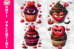 Valentine Cupcake Clipart, Cute Cartoon Love Desserts PNG Product Image 1