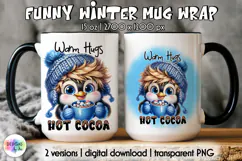 Cute Winter Animals Mag Wrap, Hot Cocoa Mug Wrap PNG Product Image 1