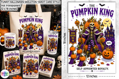 Funny Halloween Tarot Card, Funny Pumpkin King Skeleton PNG Product Image 1