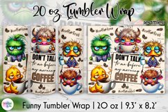 Sarcastic Coffee Lover Tumbler Wrap, Grumpy Animals Tumbler Product Image 1