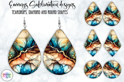 Earrings Sublimation Designs, Liquid Art, Fluid Art and Wood Product Image 1