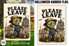 Halloween Garden Flag, Please Leave Zombie Gardener Product Image 1