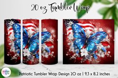 Watercolour Patriotic Butterfly Tumbler Wrap, 4th of July Product Image 1