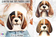 Knitted Dog Clipart, Faux Yarn Plush Beagle Puppy Mascot Product Image 1
