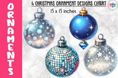 Christmas Ornaments Clipart, Christmas Tree Baubles PNG Product Image 1
