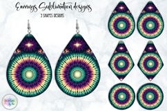 Boho Mandala Earrings Sublimation Bundle, Tie Dye Effect Des Product Image 18