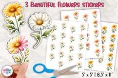 Floral Stickers, Daisy Flowers Stickers, Printable Stickers Product Image 1