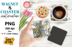 Abstract paint magnet/coaster sublimation. Fluid art Product Image 1