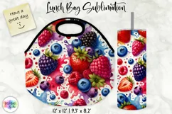 Lunch Bag Sublimation | Fruits and Berries Lunch Bag Print Product Image 1